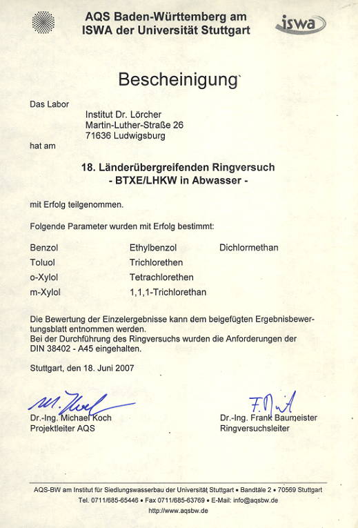 18. Länderübergreifender Ringversuch
