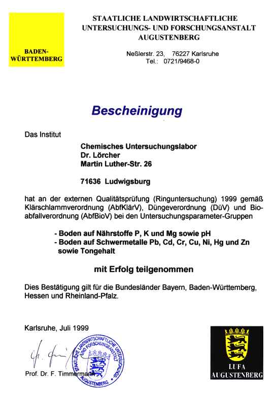 AbfKlrV, AbfBioV, DV Ringversuch 1999