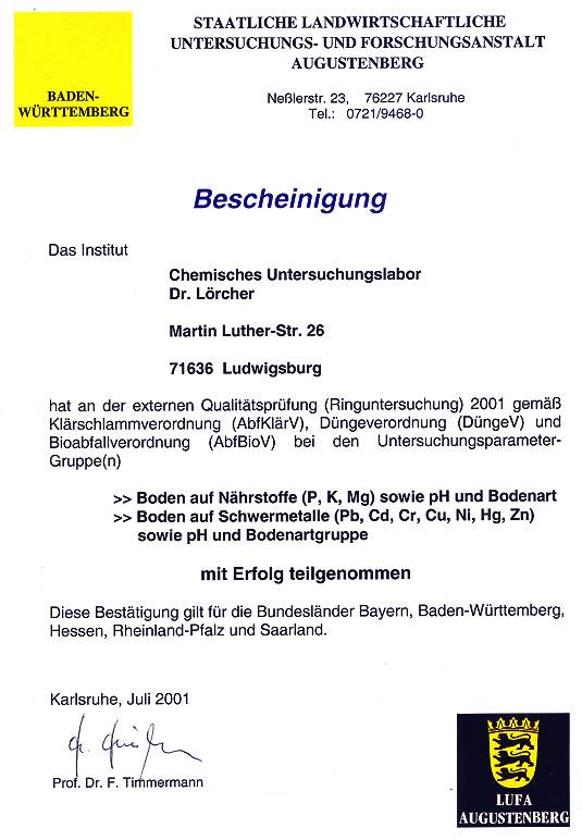 Lufa RV  AbfKlärV, DüngeV, AbfBioV 2001