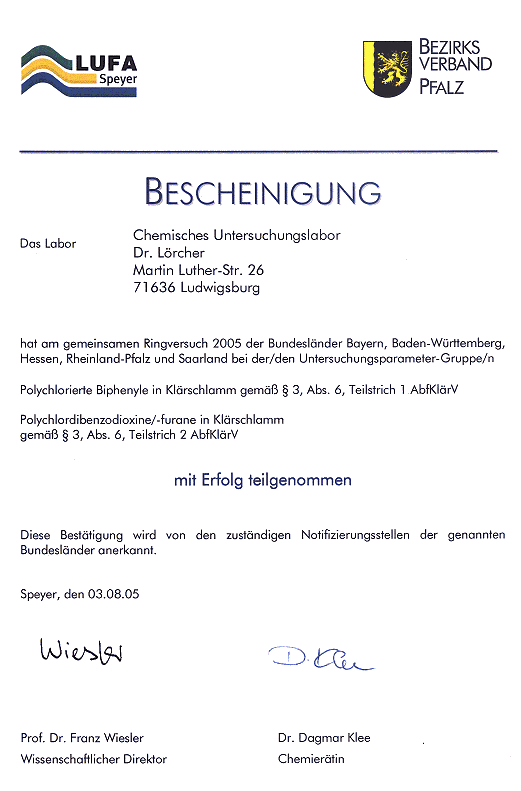 LUFA Speyer Ringversuch 2005