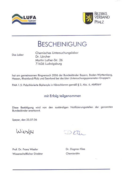 LUFA Speyer Ringversuch 2006