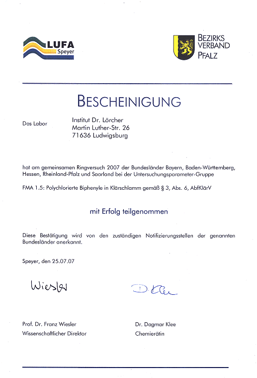 Ringversuch LUFA Speyer 2007 - PCB