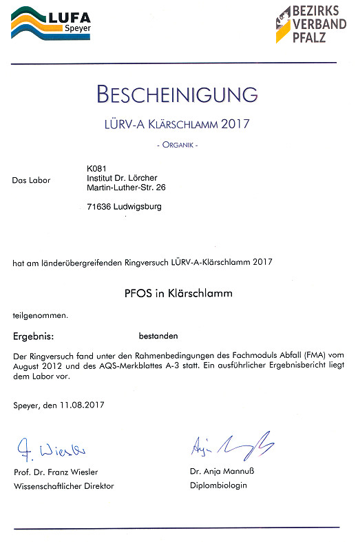 LUFA Speyer PFOS 2017