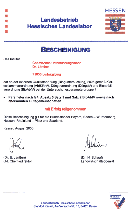 LHL Ringversuch 2005