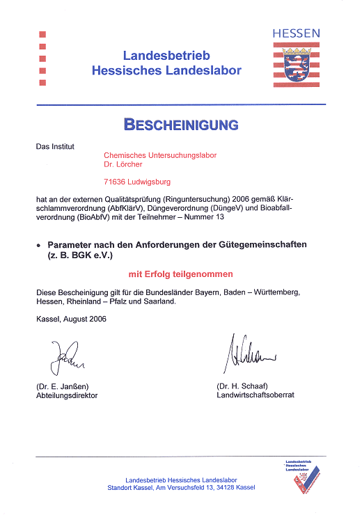Ringversuch LHL/BGK 2006