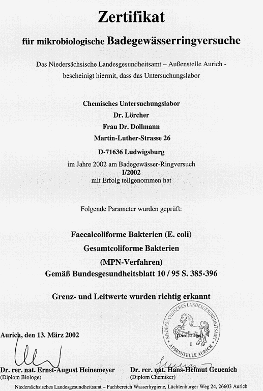 Niederschsiches Gesundheitsamt BadegewsserRV I/2002