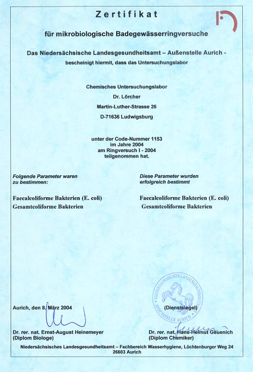 NGA: Badegewsserringversuch I-2004