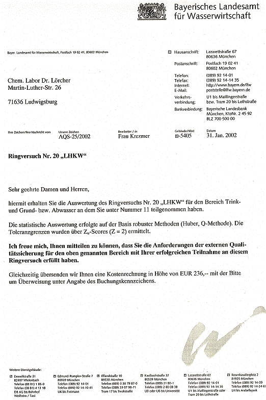 Bayerisches Landesamt fr Wasserwirtschaft RV 20 "LHKW"