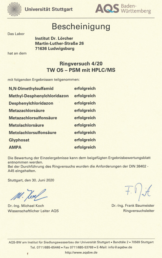 AQS RV 4-20 TW O5 PSM mit HPLC/MS
