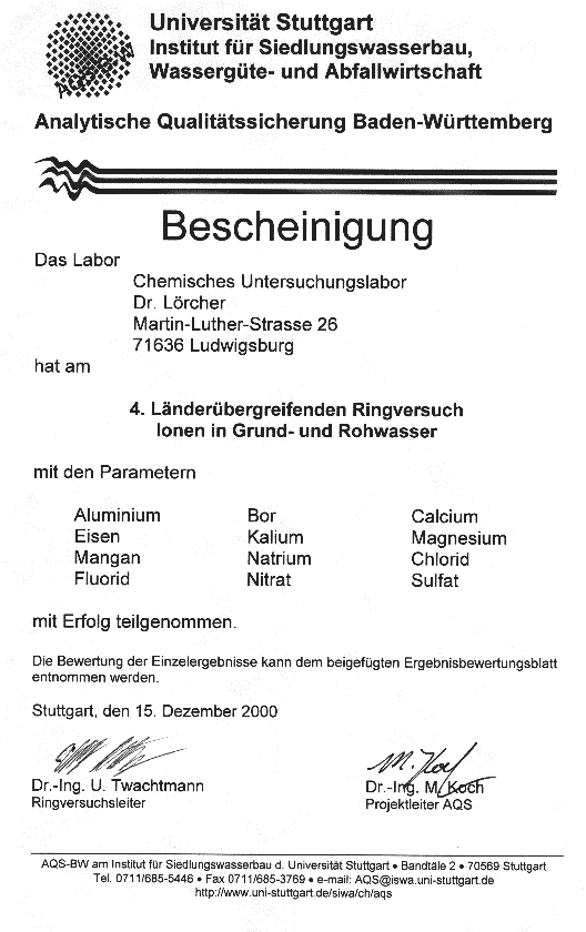 Urkunde AQS lnderbergreifender RV Ionen Grund und Rohwasser 2000