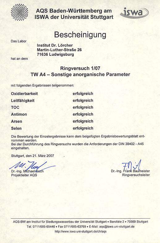 AQS Ringversuch 1/07