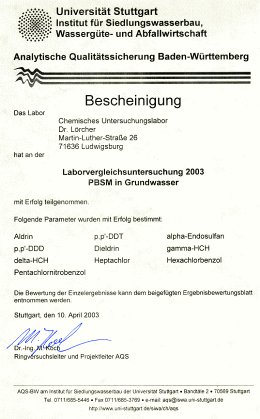 AQS Vergleichsuntersuchung 2003