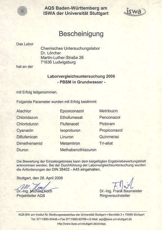 AQS Vergleichsuntersuchung 2006