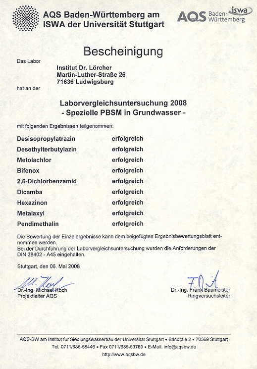 AQS Vergleichsuntersuchungen 2008