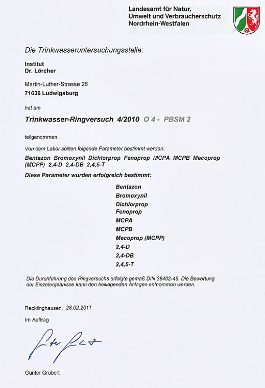 Trinkwasserringversuch 4/2010