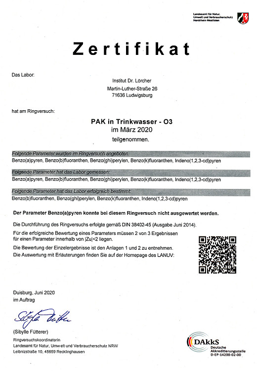 PAK in Trinkwasser - O3
