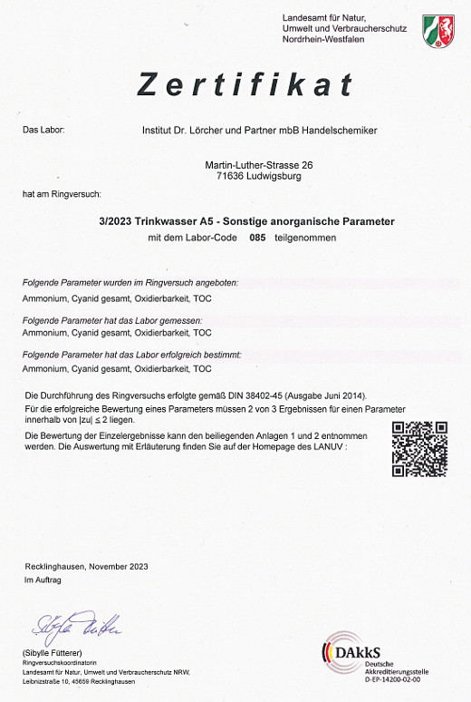 3/2023 Trinkwasser A5 - Sonstige anorganische Parameter